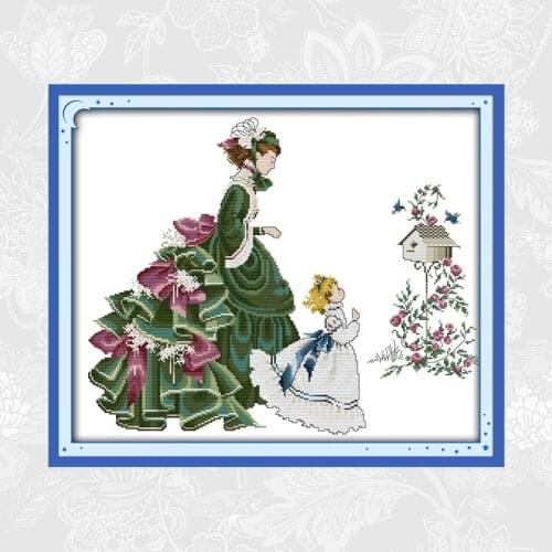 Mother and daughter Patterns Counted Cross Stitch kit DMC Cotton Thread Embroidery Set DIY Handmade Home Decoration Crafts