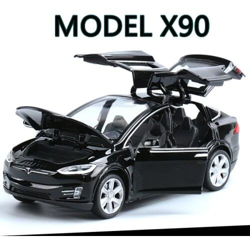 High Simulation 1:32 Tesla MODEL X 90 Alloy Car Model Diecasts Toy Vehicles Toy Cars Boy Toys Pull Back Flashing Sound Kid Gifts