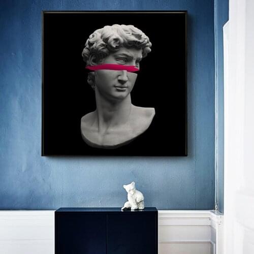 Funny David Sculpture Wearing Glasses Cavans Painting Posters and Prints Wall Art Picture for Living Room Home Decoration Cuadro