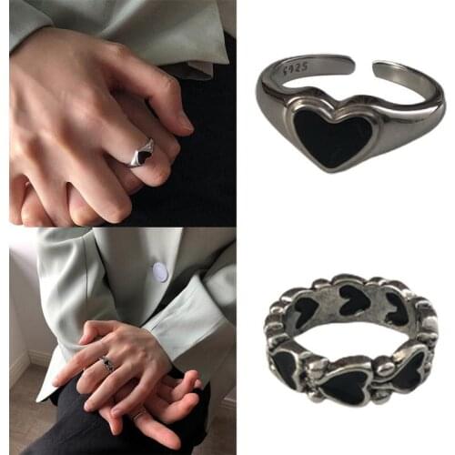 2020 New Trendy Simple Individuality Love Heart Glitter Sequins Metal Rings For Women Party Rings Jewelry