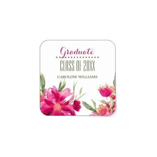 3.8cm Flower Painting Custom Graduation Stickers