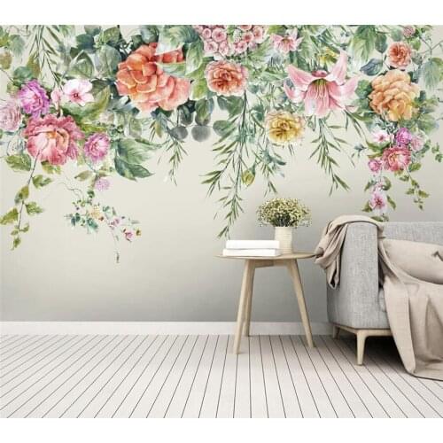 Custom 3d mural fashion retro hand-painted flower wallpaper living room bedroom Nordic minimalist American background wall обои