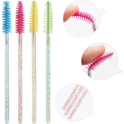 50pcs/set Disposable Crystal Eyelash Brush Mascara Wands Applicator Eyelash Comb Makeup Brushes Suitable For Daily Use