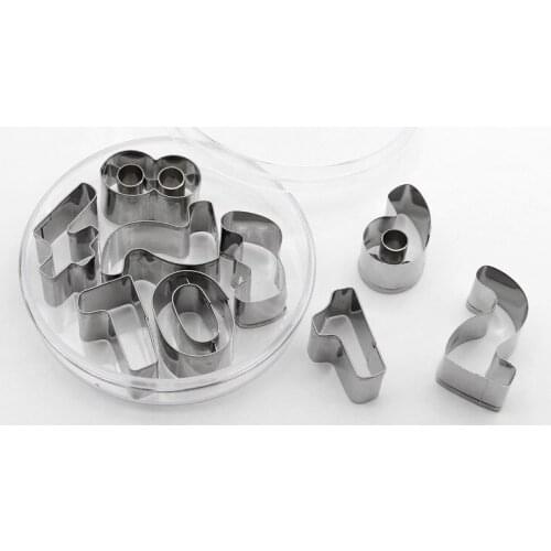 9pcs/lot Creative Number Cookie Cutters Set Premium Stainless Steel Biscuit Mold Fondant Cutter Kitchen Baking Tool LB 392
