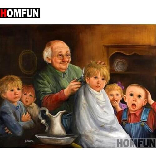HOMFUN Full Square/Round Drill 5D DIY Diamond Painting "Elderly haircut" Embroidery Cross Stitch 5D Home Decor Gift A13088