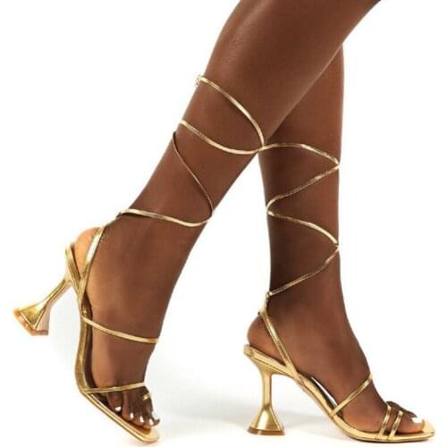 New Summer Gold Powder Black High-heeled Sandals Heels Fine-heeled Breathable Bridesmaid Catwalk Fashion Sandals