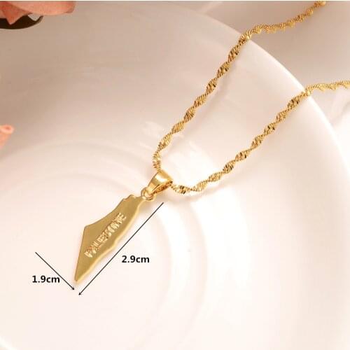 Gold Palestine map Necklace pendant women Jewelry Charm Pendant necklace Chain Lucky Jewelry girls wedding bridal Christmas Gift