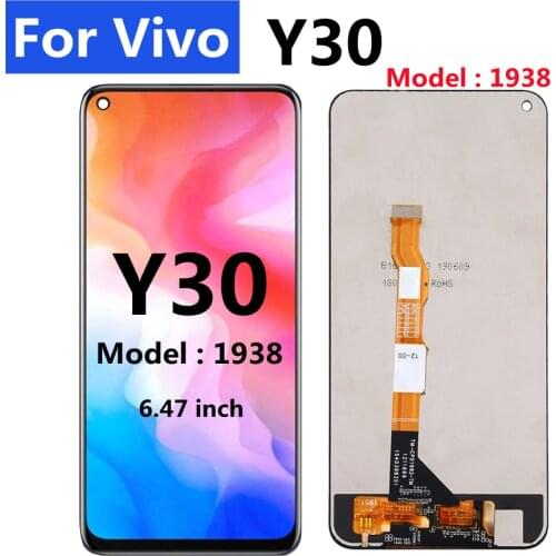 Black 6.47" For Vivo 1938 Y30 LCD DIsplay Touch Screen Digitizer Assembly Replacement for Vivo Y30 LCD