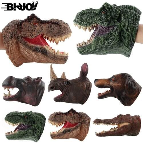 Dinosaur Wild Animal Head Arbitrarily Deformed Mouth Hand Puppet Model Figure Soft Glue Gloves Children Interesting Spoof Toys