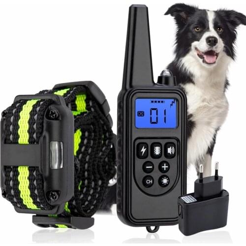 Electric Dog Training Collar Pet Remote Control Waterproof Rechargeable with LCD Display for All Size Bark-stop Collars 800m