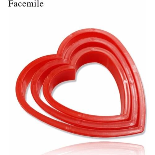 Facemile 3PCS Christmas Love Heart Cake Decorating Tool Cupcake Kitchen Fondant Stamp Biscuit Pastry Baking Tool 02034