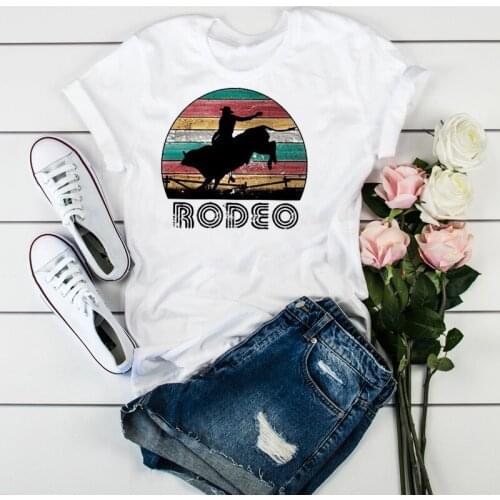 Women Cowboy Ride Horse Cute Female Tumblr T Shirt T-shirts Print Clothes Ladies Womens T-Shirt Graphic Tops Clothes