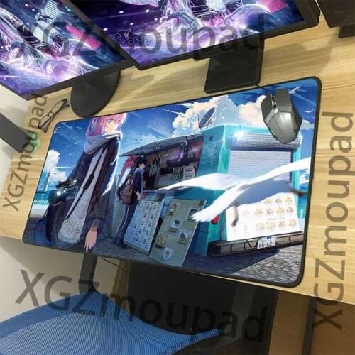 XGZ mousepad custom large gaming mouse pad black seam cartoon girl front line home computer desk mat rubber striped non-slip Xx