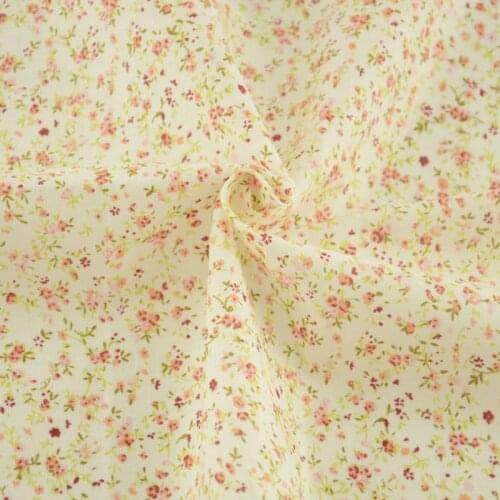 Booksew 100% Cotton Fabric Tecidos De Patchwork Tissus Au Metre Crafts Floral Style Beige Curtain Sewing Dolls and Toys