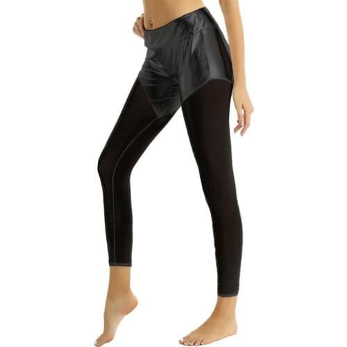 Leggings sport women fitness Shiny Metallic gym leggings yoga pants High Waist Mesh Splice Workout sport leggings yoga leggings