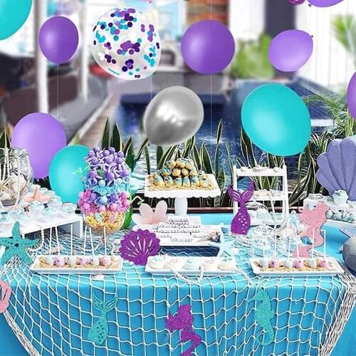 Under the sea Ocean Shark Pirate Fishing Nautical Rustic Beach Mermaid theme Baby shower Birthday party table decoration net