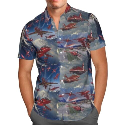 2021 New 3D Printing Plane Hawaii Anime Shirts Men Summer Short-sleeved Beach Shirt Men Shirts Oversize Camisa Masculina 5XL K33