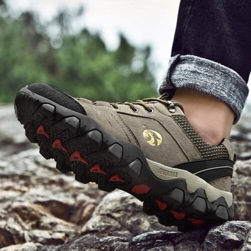 Brand Hiking Men Shoes Outdoor Trekking Mountain Sneakers Breathable Man Hunting Boots Lace Up Sports Genuine Leather Mens Shoes