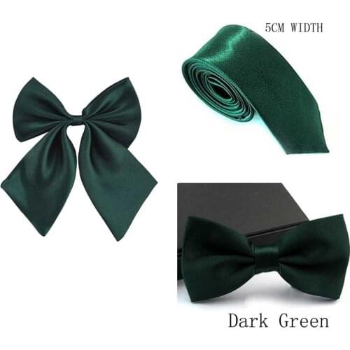 Wedding Prom Mens Bowties and Pocket Squares Bowtie Men Bow Tie + Necktie + Handkerchief Set Ties men accessories dark green
