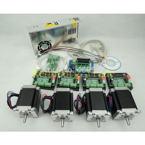 CNC TB6560 4 Axis kit , 4pcsTB6560 3.5A stepper motor driver+ interface board+ 4pcs nema23 stepper motor + power supply