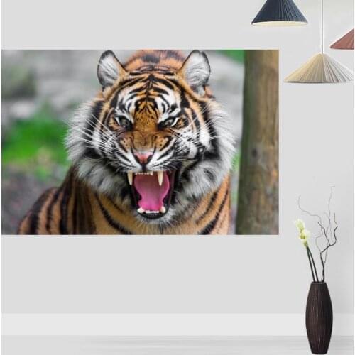 Customizable Tiger Poster Wall For Living Room Art Poster Decoration Silk Fabric Bright Smooth No Frame Morden Print Wall