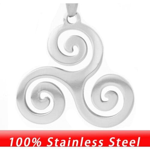 100% Stainless Steel Celtic Triskele Spiral Pendant Celtic Knot Triangle Charms Pendants & Neckalces High Polish Wholesale 10pcs