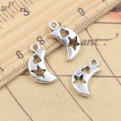20pcs Charms Hollow Heart Star Moon 17x9mm Tibetan Silver Color Pendants Antique Jewelry Making DIY Handmade Craft
