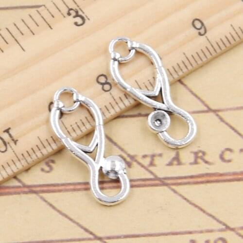 30pcs Charms nurse stethoscope doctor earpiece 23x9mm Tibetan Silver Color Pendants Antique Jewelry Making DIY Handmade Craft