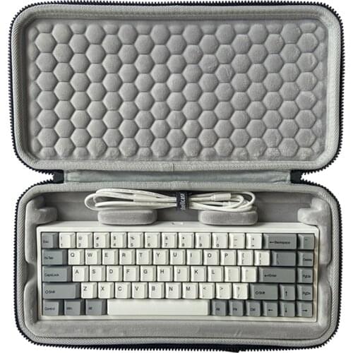 Portable Case For Keydous NJ-68 Wireless Mechanical Keyboard Black Shockproof Compressive Elastic Sponge Zip Box Shellcase