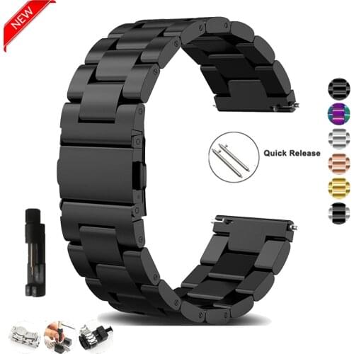 22mm Width Universal Stainless Steel Band For Samsung Galaxy Watch 46mm /Gear S3 Classic/S3 Frontier Watch Strap Metal Wristband