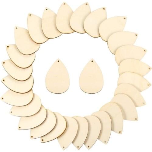 650Pcs DIY Unfinished Wooden Teardrop Earring Pendants Blank Wood Dangle Earring Charms Kit with Earring Hook Jump Rings 264E