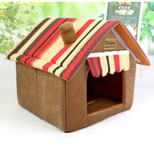 Foldable Dog House Kennel Dog Bed Mat For Small Medium Dogs Winter Warm Teddy Bichon Cat Nest Pet Basket Puppy Cave Bed Sofa