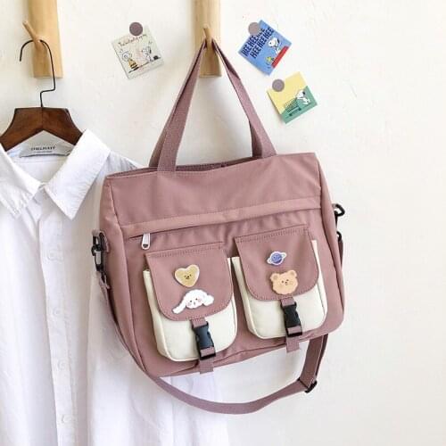 Messenger bag womens 2021 new tide canvas bag womens large-capacity shoulder bag tide Joker college students' class bag