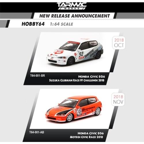 Tarmac Works 1:64 Honda Civic EG6 Motegi Civic Race 2010 Metal die-casting limited car model