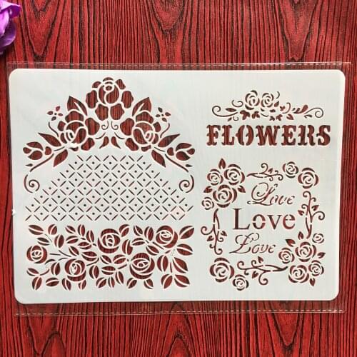 LOVE flowers A4 29*21cm DIY Stencils Wall Painting Scrapbook Coloring Embossing Album Decorative Paper Card Template