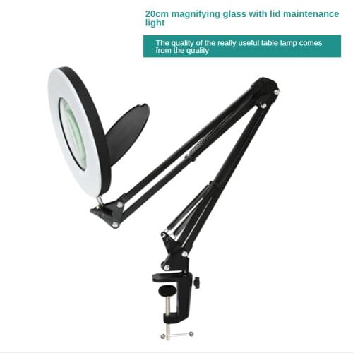 NEW True 8X 20CM Diam Illuminated Magnifier USB 3 Colors Reading Magnifying Glass with 120 LED light stand for Soldering station