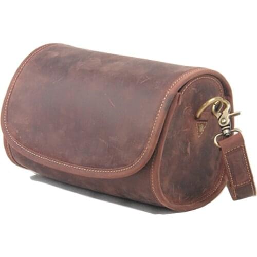 Vintage small Men crossbody bag Crazy hosre Leather Shoulder Bag Men Genuine Leather Messenger Bag Leisure Bag Brown M174