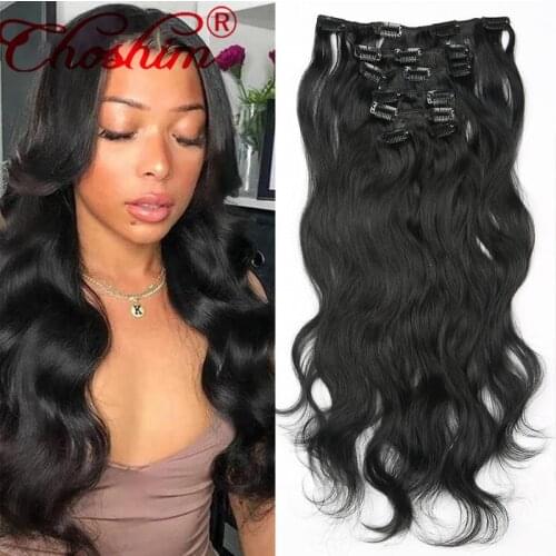Body Wave Clip In Human Hair Extensions Brazilian Remy Hair Natural Color 7Pcs/Set 120Gram For A Head 10-26 Inch Choshim