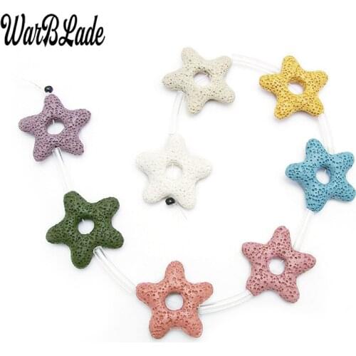 WBL Natural Stone Volcanic Lava Beads Colorful Star Shape Rock Lava Stone Loose Beads For Jewelry Making DIY Necklace Bracelets