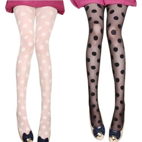 Women Vintage Retro Large Polka Dot Printed Hosiery Pantyhose Ultra-Thin Jacquard Cosplay Party Tights Lingerie Stockings 2