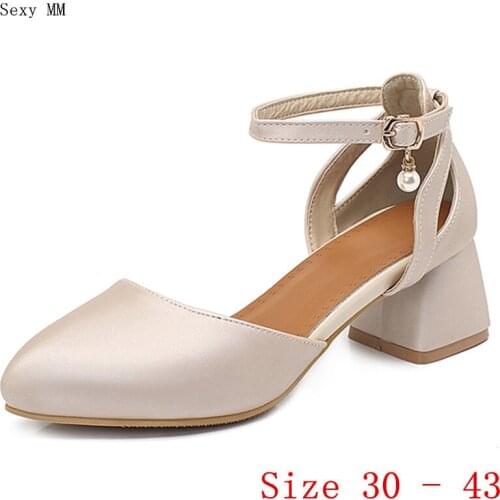 Pumps Women Oxfords Career D'Orsay Shoes Med High Heels Woman Med High Heel Shoes Small Plus Size 30 31 32 33 - 40 41 42 43