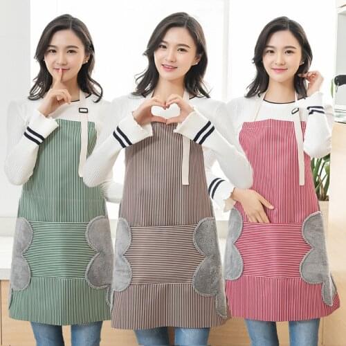 Women Men Unisex Apron With Pocket Chef Kitchen Cooking Cotton Oil-Proof Waterproof Wipeable Stripes