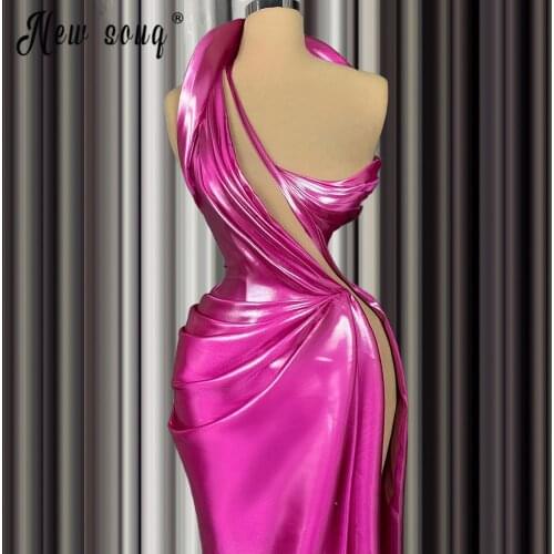 Fuchsia Elegant Celebrity Dresses With Split Side Luxury Evening Dresses For Women Haute Couture Vestido De Fiesta Custom