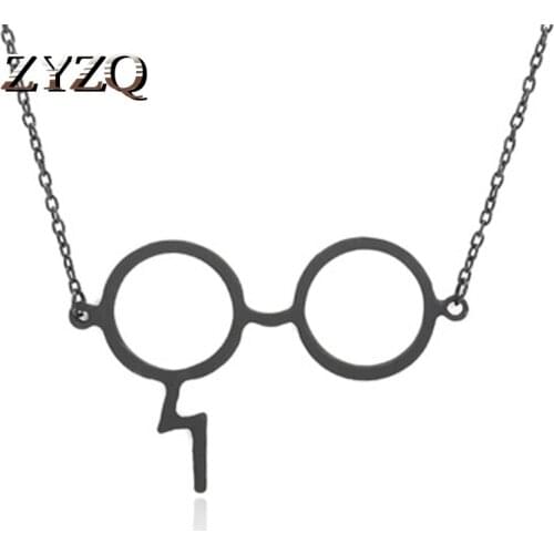 ZYZQ New Funny Glasses Shaped Necklace Three COlor Available Wholesale Lots&Bulk Women Accessories Jewelry Simple Necklaces