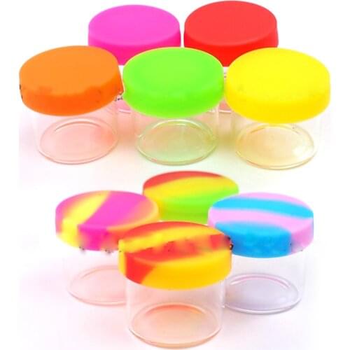 1pcs 6ML Silicone Container Jar Glass Wax Oil Storage Lid Non-stick Mixed Color