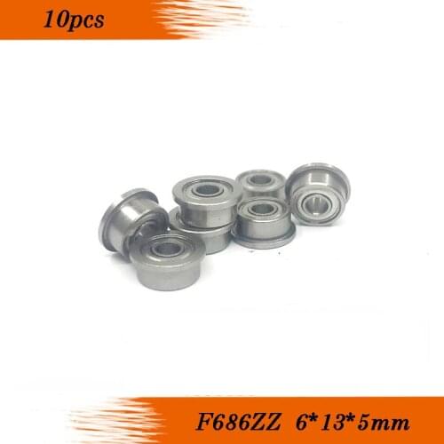 10Pcs F686 F686ZZ 6 x 13 x 5mm ABEC-1 bearing steel Shielded Model Flange Bearing