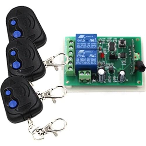 12V 2CH 1 Receiver & 3Transmitter Wireless remote control switch Working way is adjustable 150M for garage door SKU: 5080