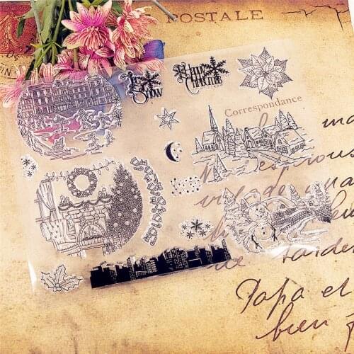 16.5x22.5cm Night Snow Transparent Seal Clear Stamps Silicone Seal TPR Roller Stamps DIY Scrapbook Album / Card Cutting Dies