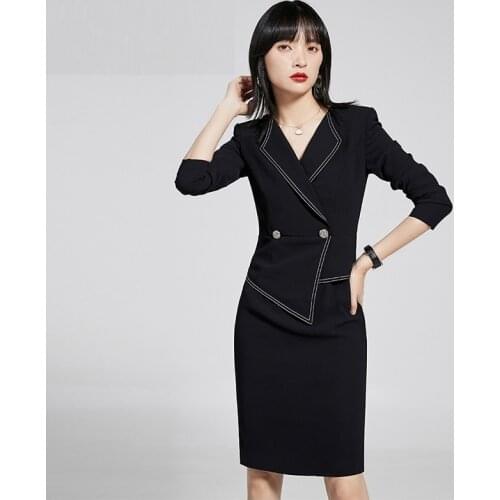 2020 New OL One-piece Pencil Dress,Formal Pullover Woman Dress,Black Color