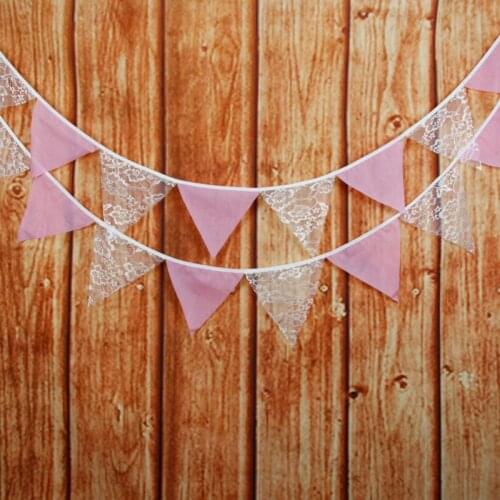 3.4m 12 Flags Monolayer Double Color Pink Blue Rose Lace Banner Garland Bunting Wedding Party Decor Valentines Day Photograph